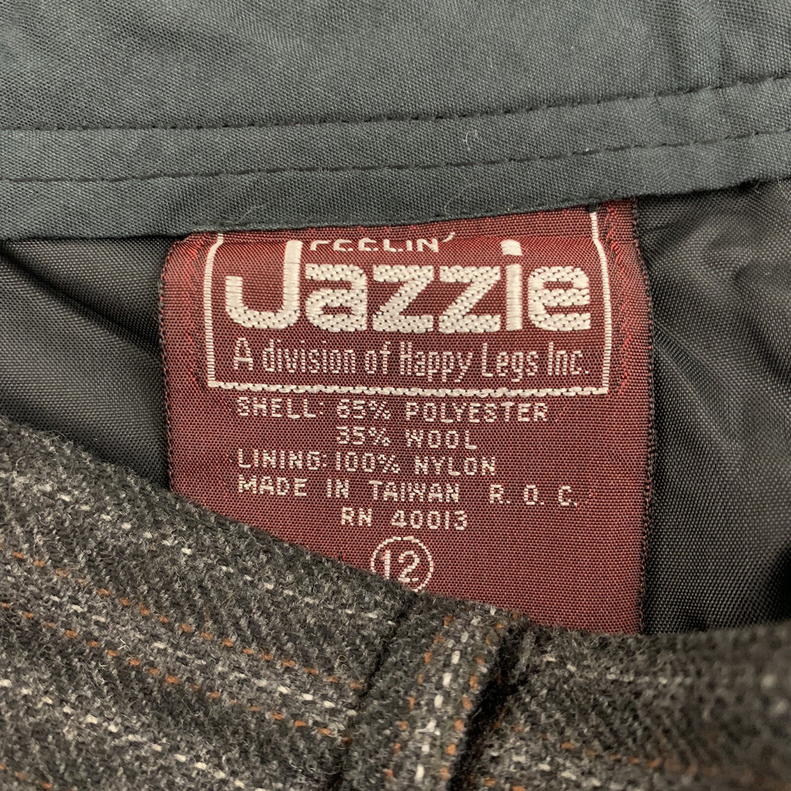 Vintage Size 12 Pants Wool Feelin Jazzie Tapered Leg Pleated Pinstripe Trousers
