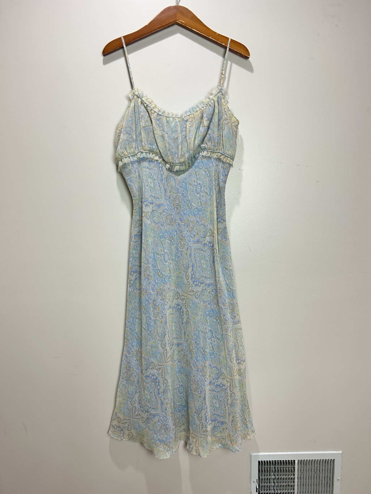 Vintage Express Paisley Milkmaid 100% Silk Dress Size 11/12 Y2K Fairy