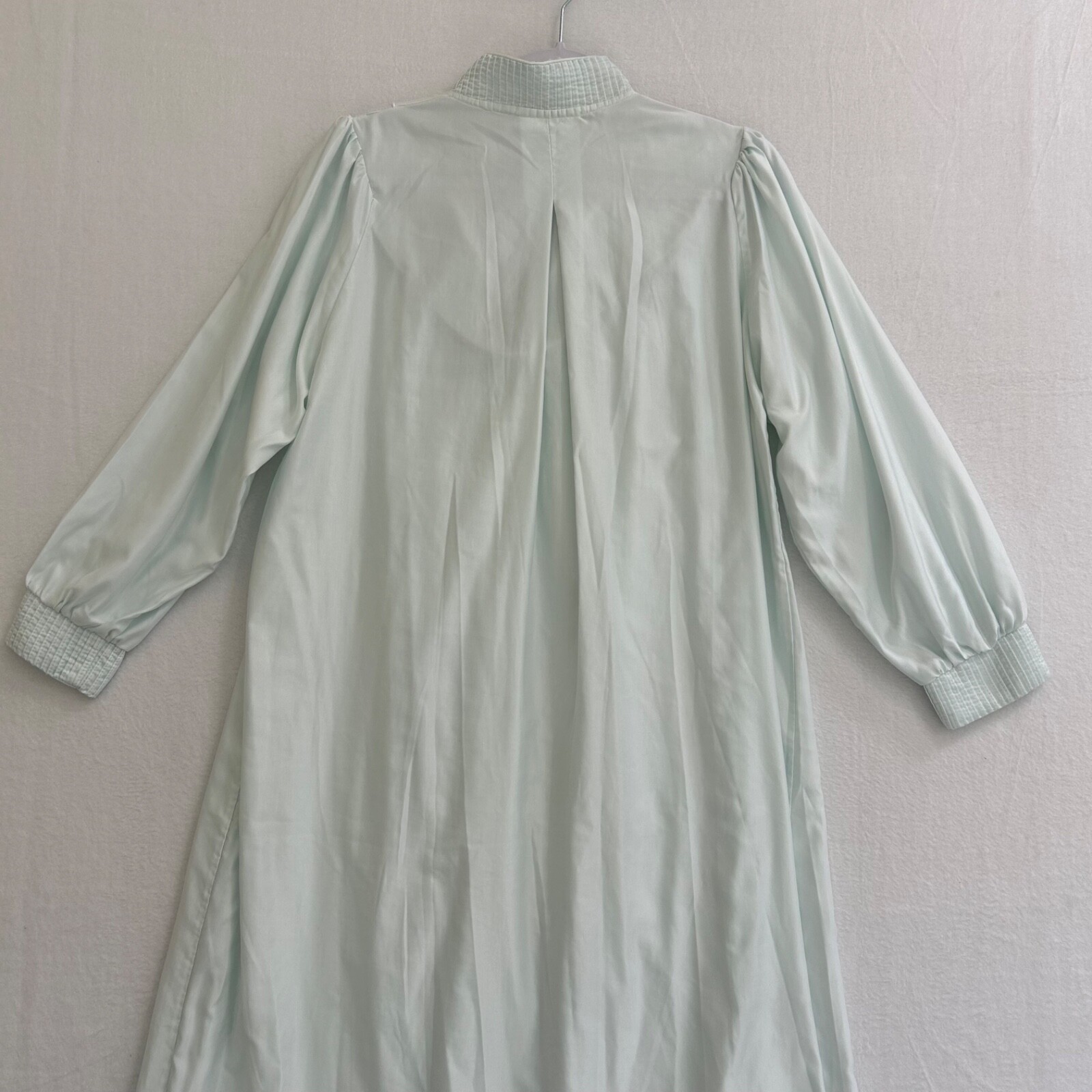 Vintage Nightgown Dress Light Blue Cotton Pintucked 53.5″ Long Cottage Granny