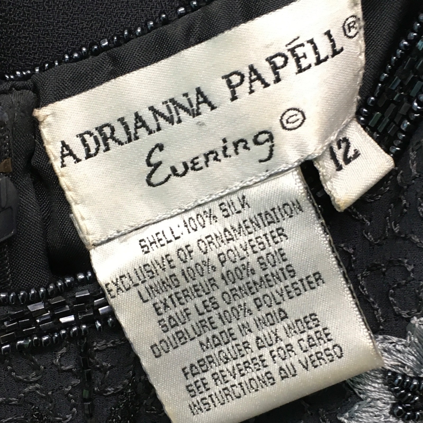 Adrianna Papell Evening Womens 12 Grey Beaded Sequin 100%Silk Long Sleeve Jacket