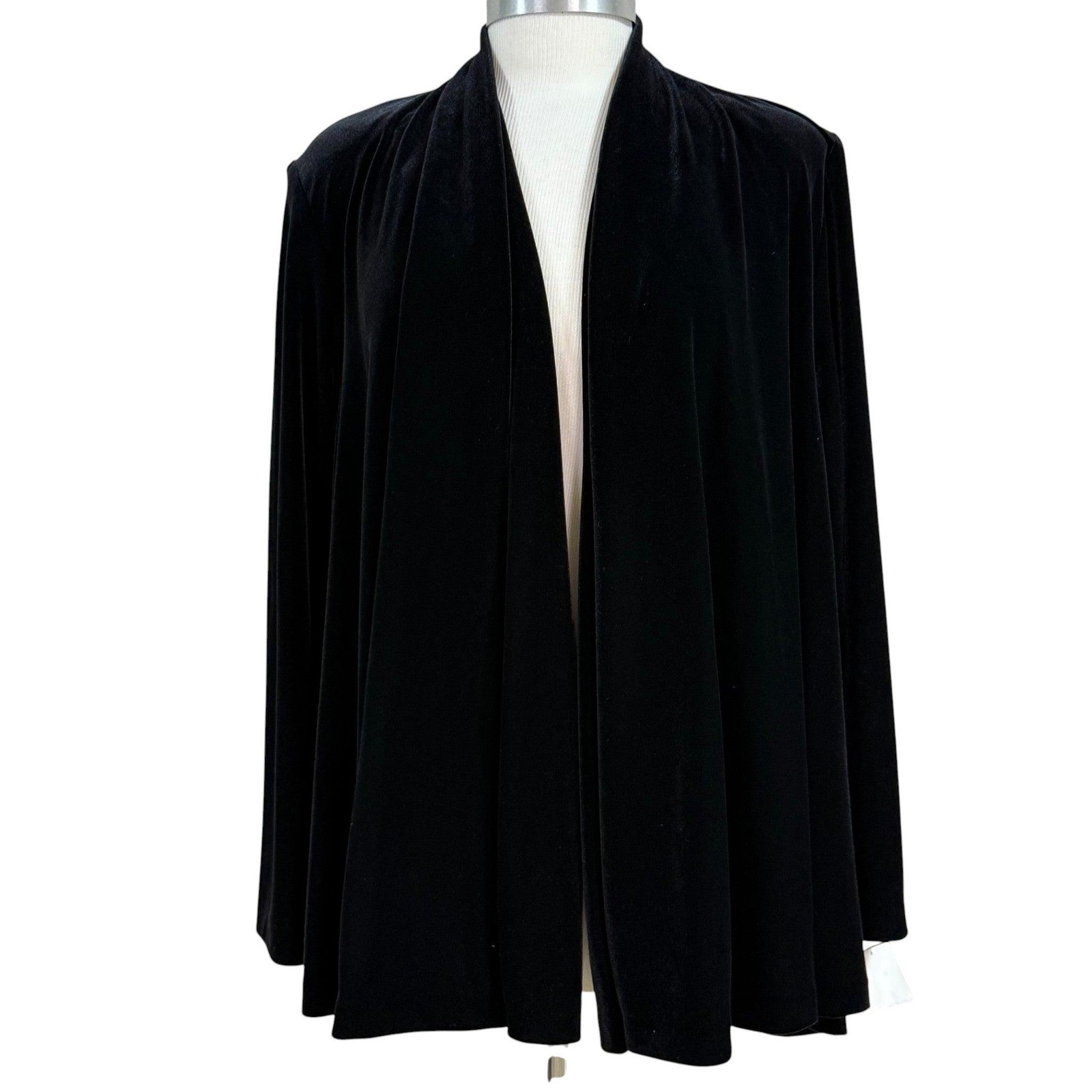 90s/00s Black Velvet Open Front Jacket Size 10 Misses