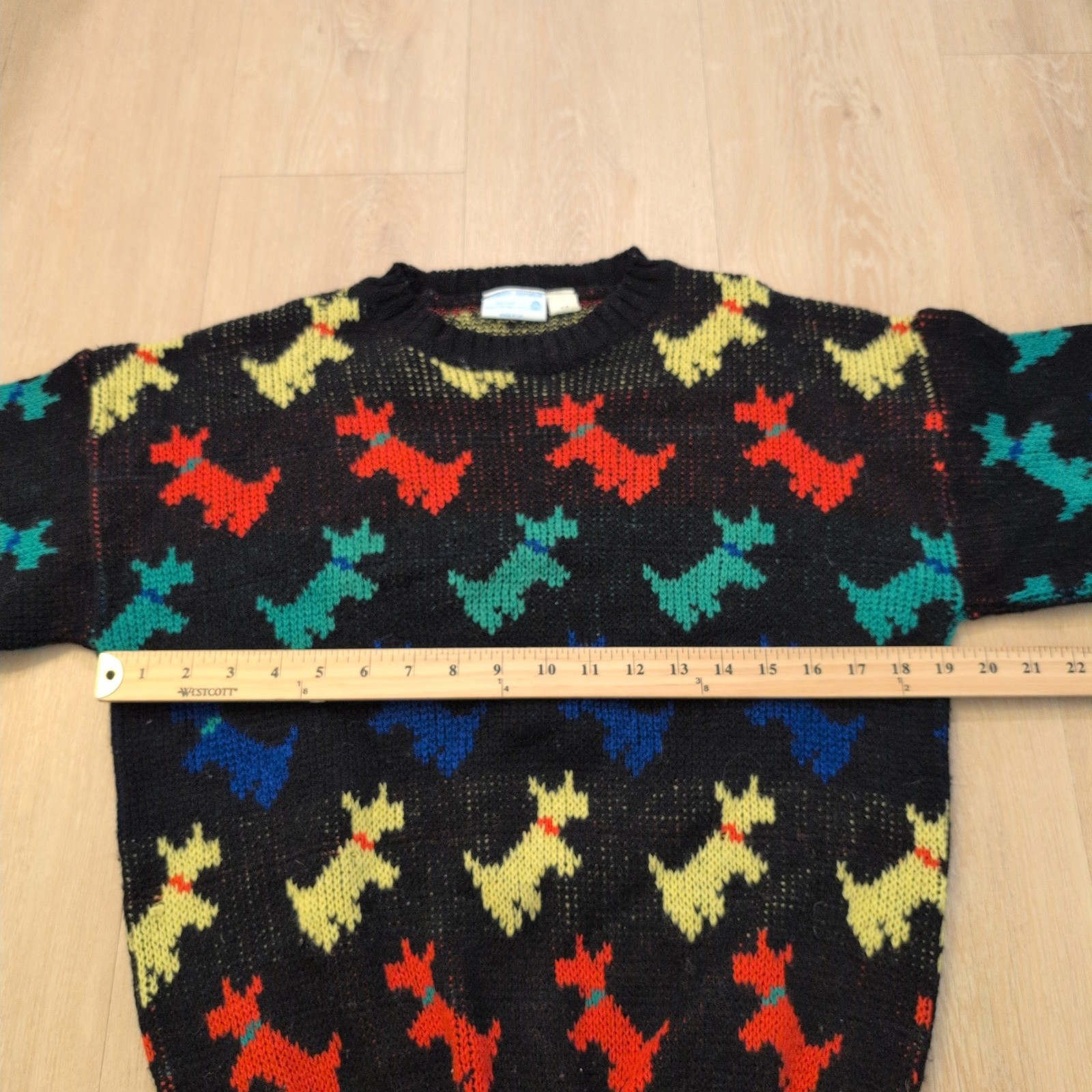 VTG Stewarts Knitwear Scottie Dog Women Medium Sweater Shetland Pure New Wool