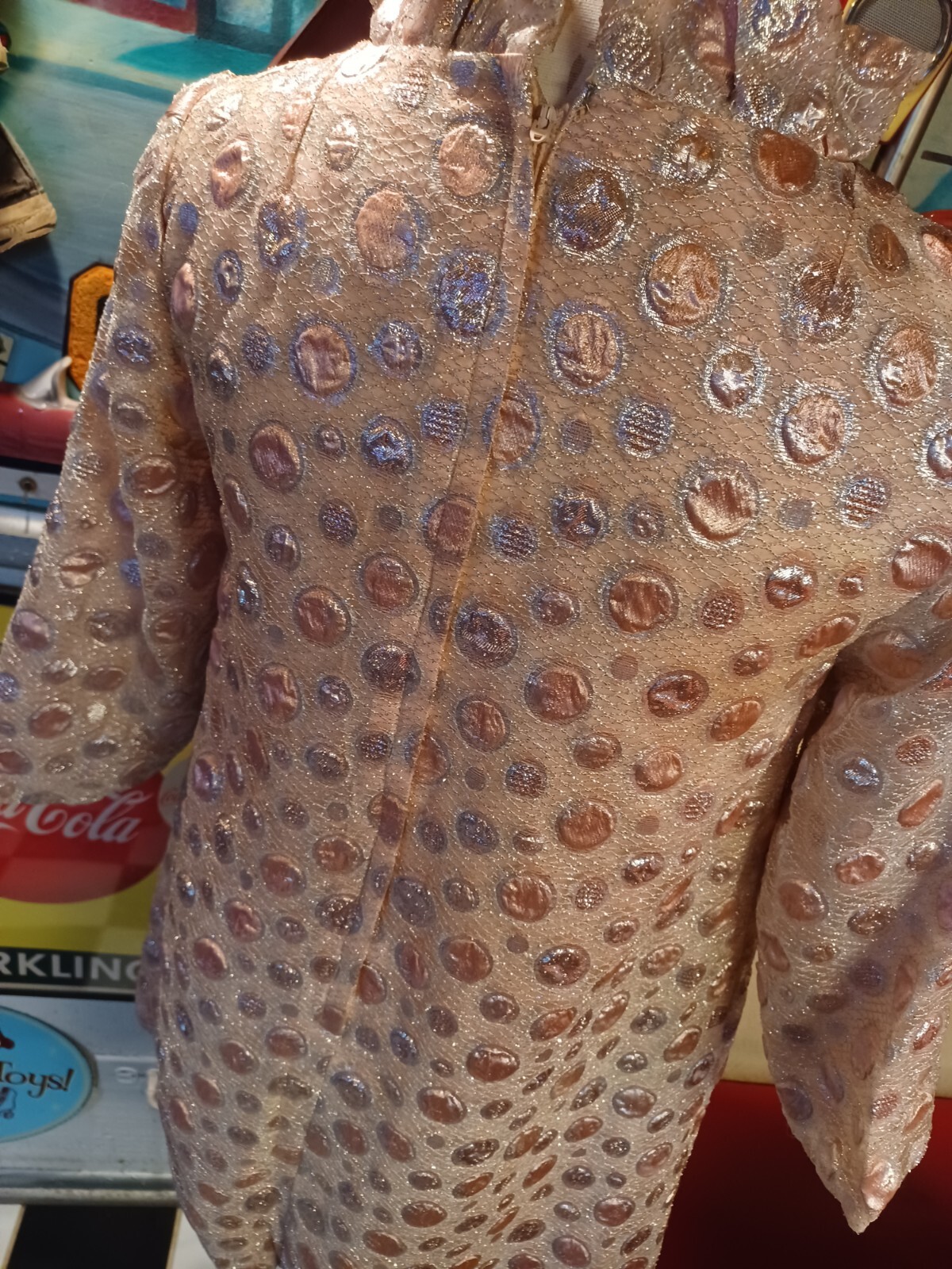 True VTG Mid-century 1960s A Line Swing GoGo Mini Dress Metallic MCM MOD Shift M