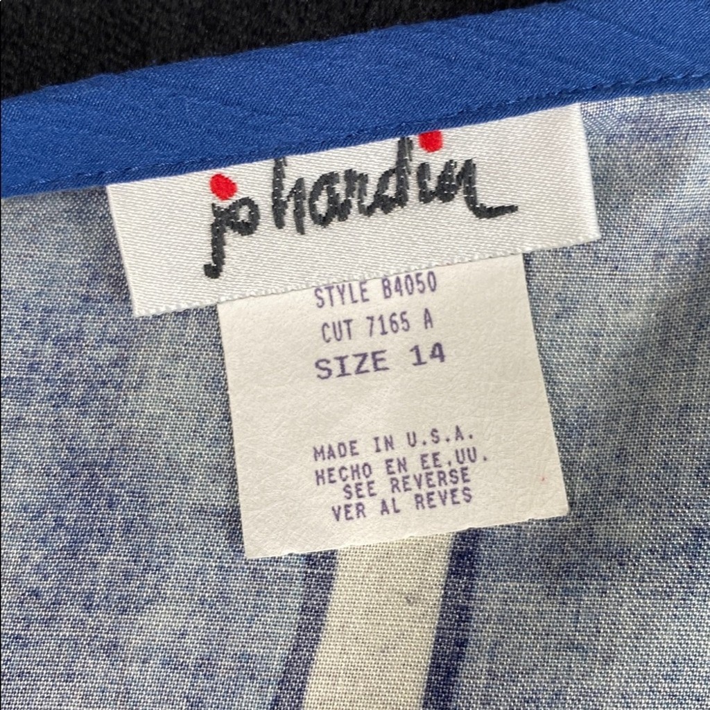 Jo Hardin Vintage Blue Floral Tie Front Thin Cardigan Sweater Sz 14