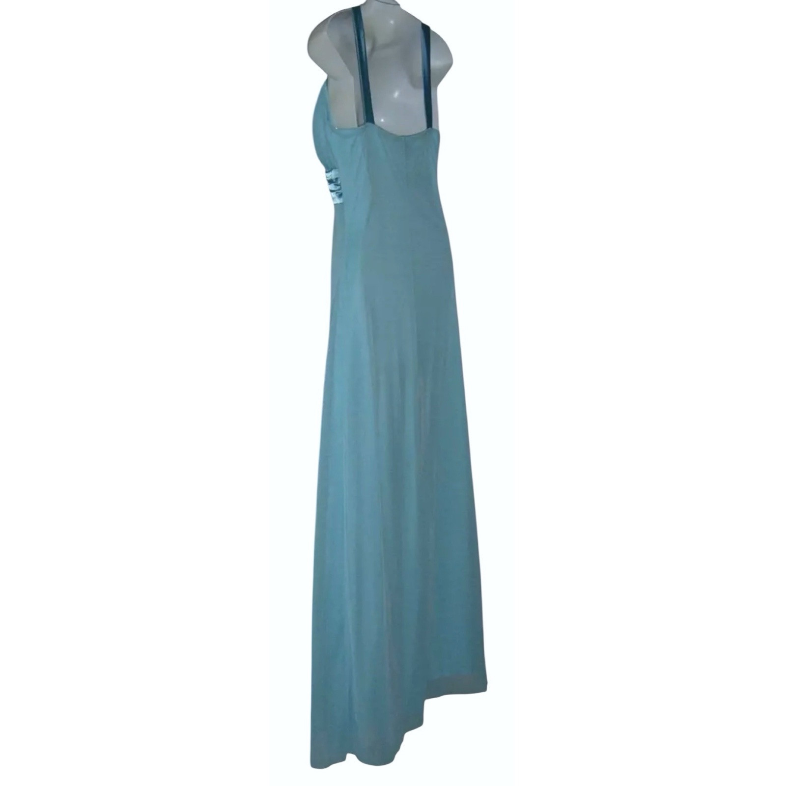 Taboo Dress Vintage 90s Aqua Mermaid Mermaidcore Bling y2k Rhinestone Satin Gown