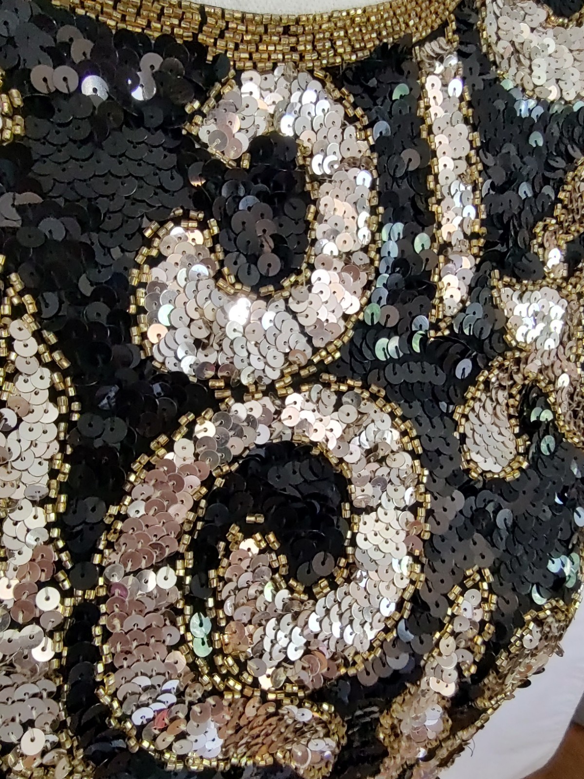90’s Vintage Joan Leslie Sequin Top Blouse Sparkle Long Sleeve Black Sz 10