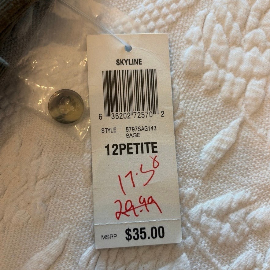 Charter Club Petite 12P Sage Corduroy Skirt Cottagecore Classic Vintage NOS NWT