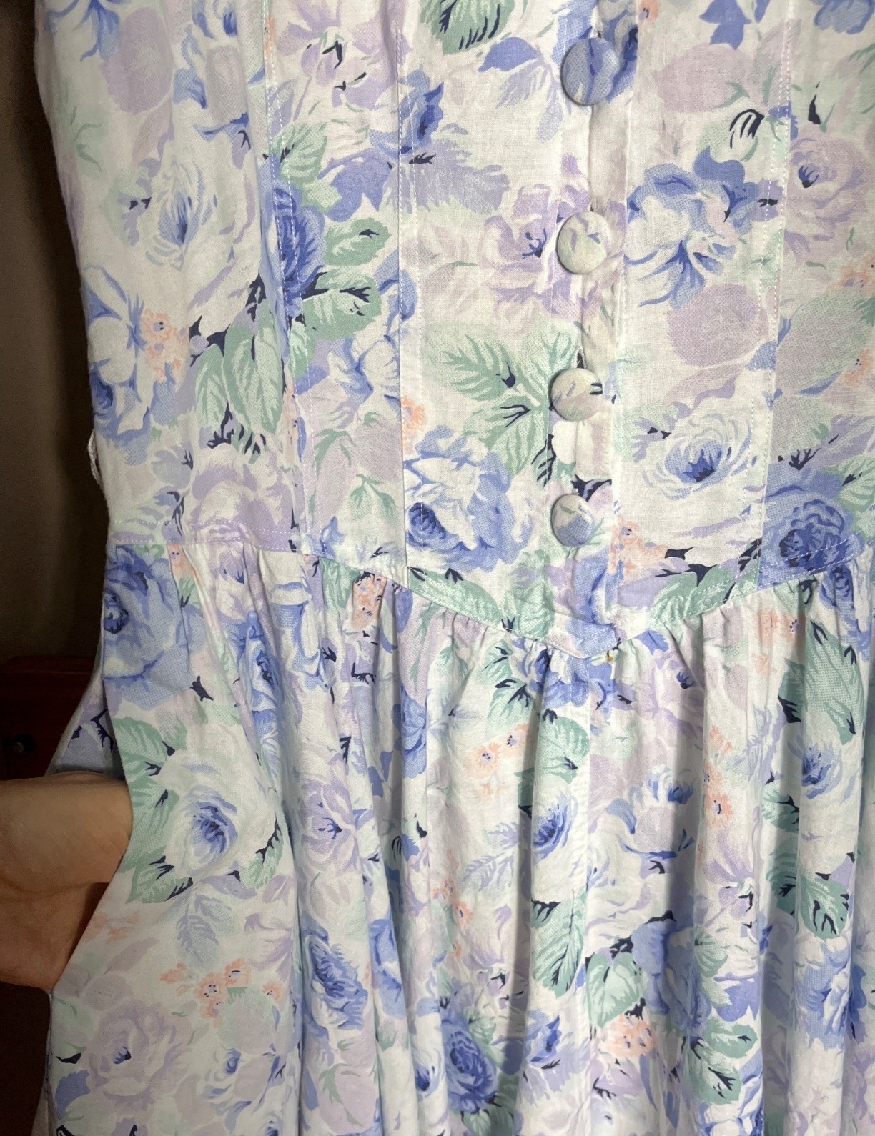 Vtg Outback Red Dress Blue Floral Cottagecore Romantic 80s Wedding Guest Wom 10