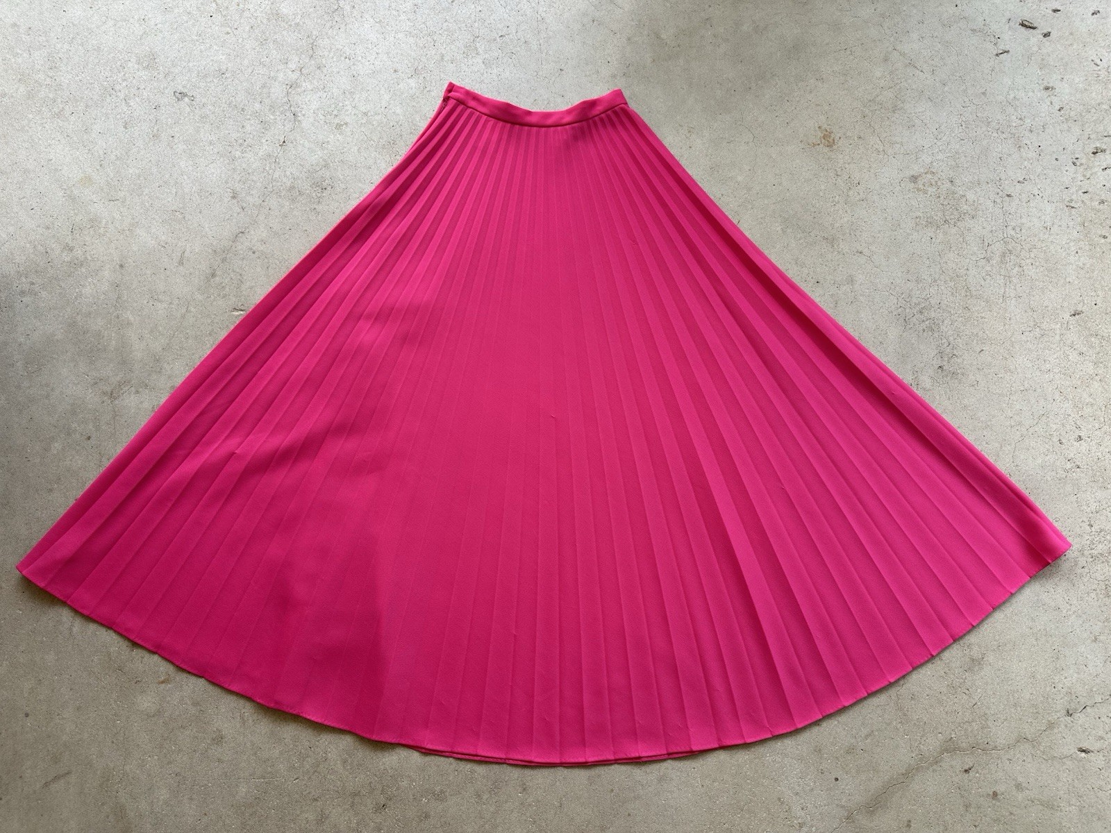 1970s Hot Pink Neon Knife Pleated Maxi Skirt Miss Shaheen Hawaii Resort S 6 VTG