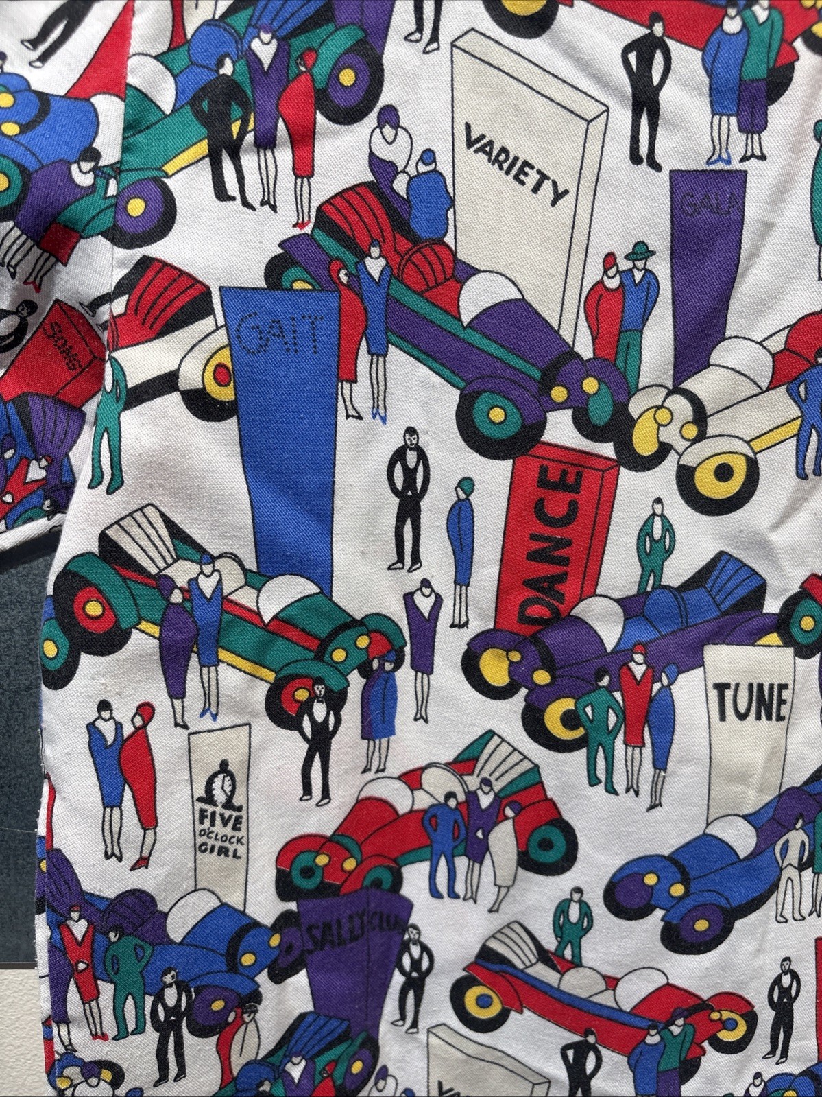 Vintage Cheryl Tiegs Sears Button Up Shirt Women 8 Stylized Print 1/2 Sleeve