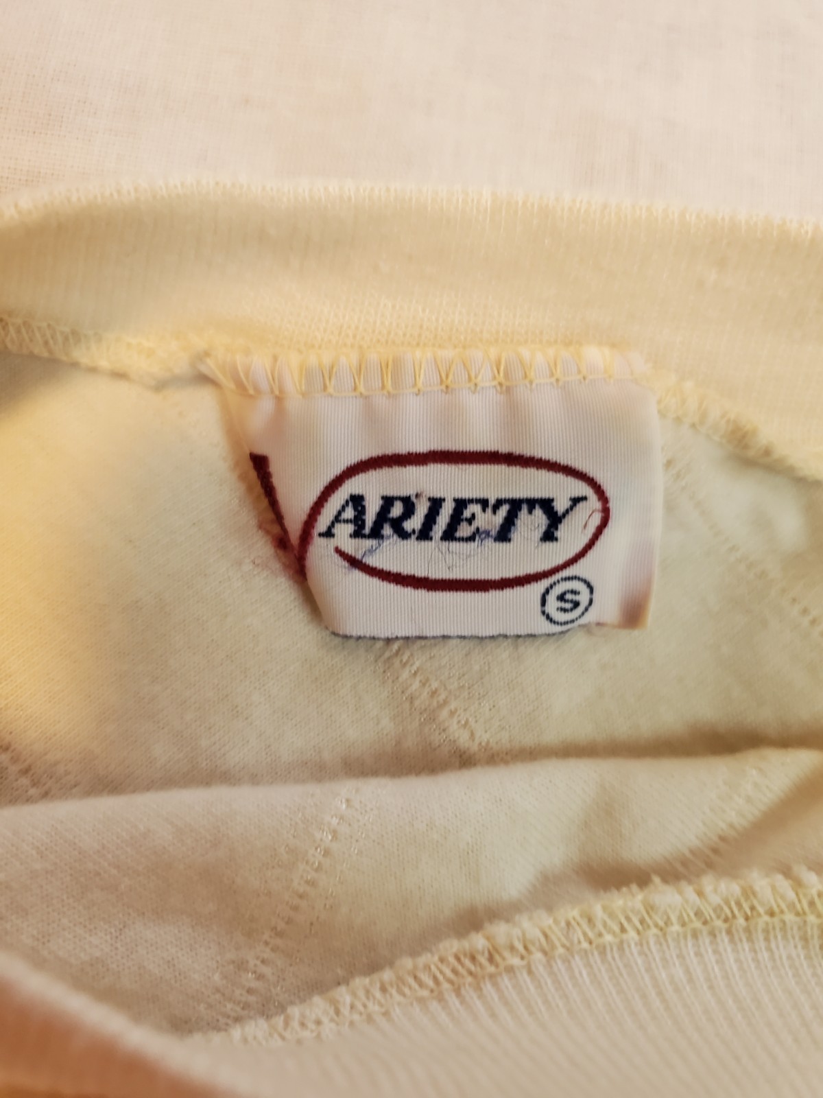 Vintage 80s Variety Cream Silver Stripe Retro Crop Top Sweatshirt Womens Small