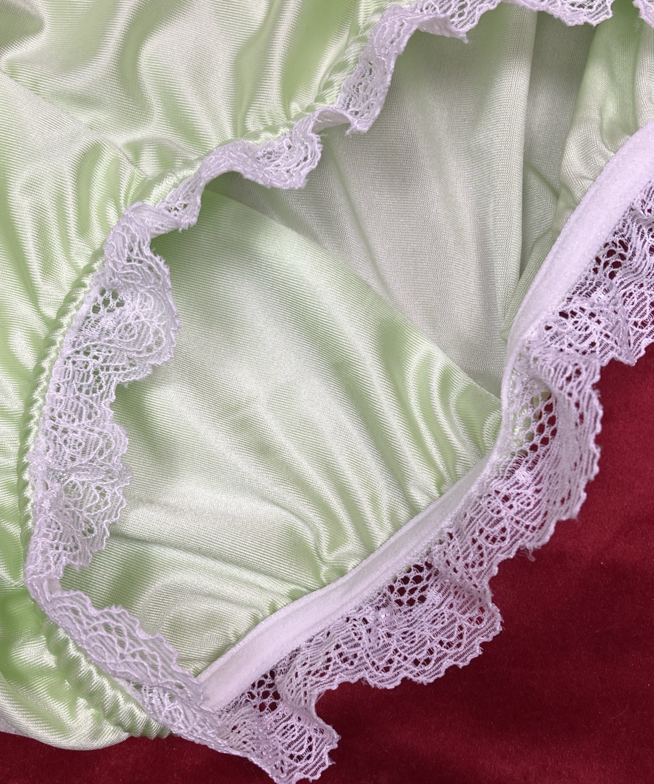 1X 2X Mushroom Gusset Granny Panty Silky Nylon Satin Brief Sissy Vintage styl
