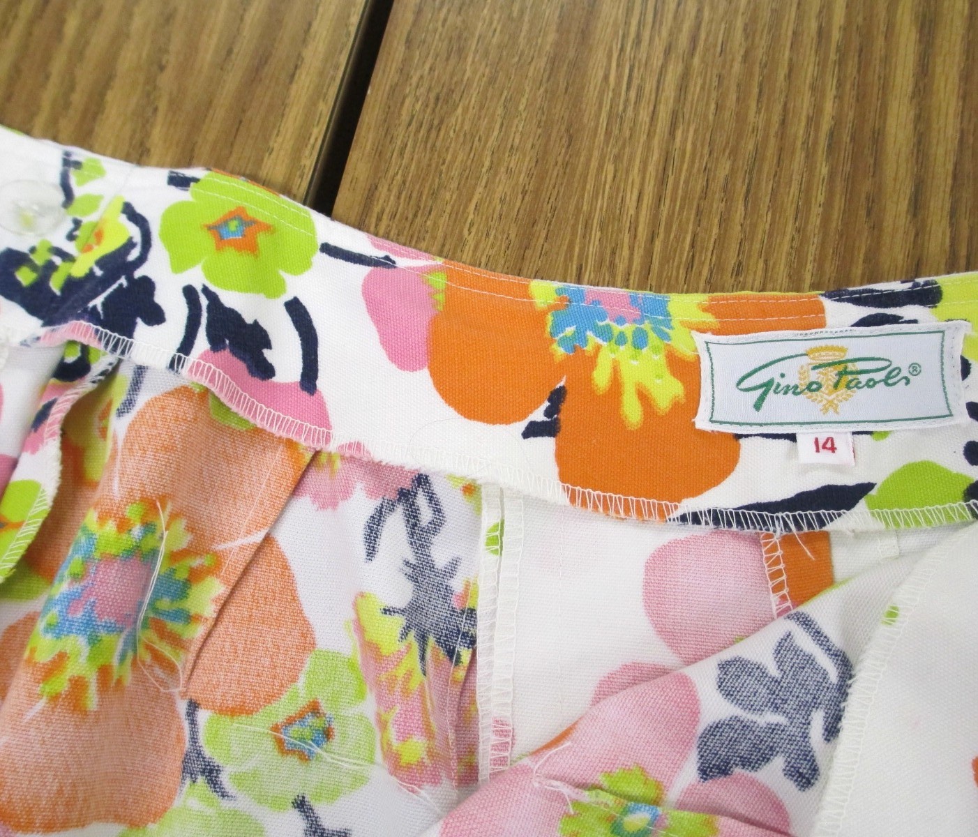 VTG Gino Paoli White Floral Skorts S Colorful Wrap Button Skirt 1970’s size 14