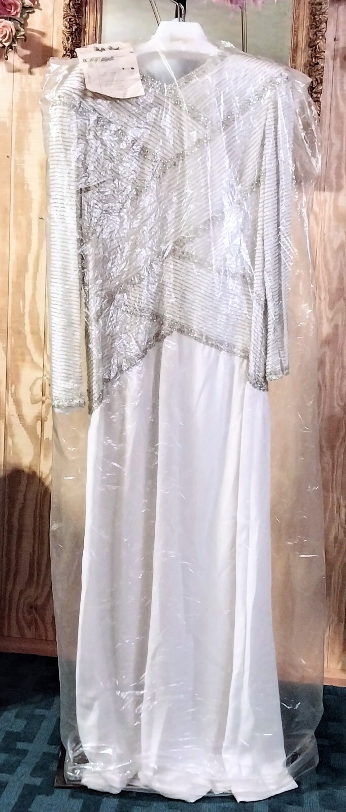 Vintage Neiman Marcus Couture Silk Beaded/ Crystal Dress NWT 1986 Sz 10 Classy
