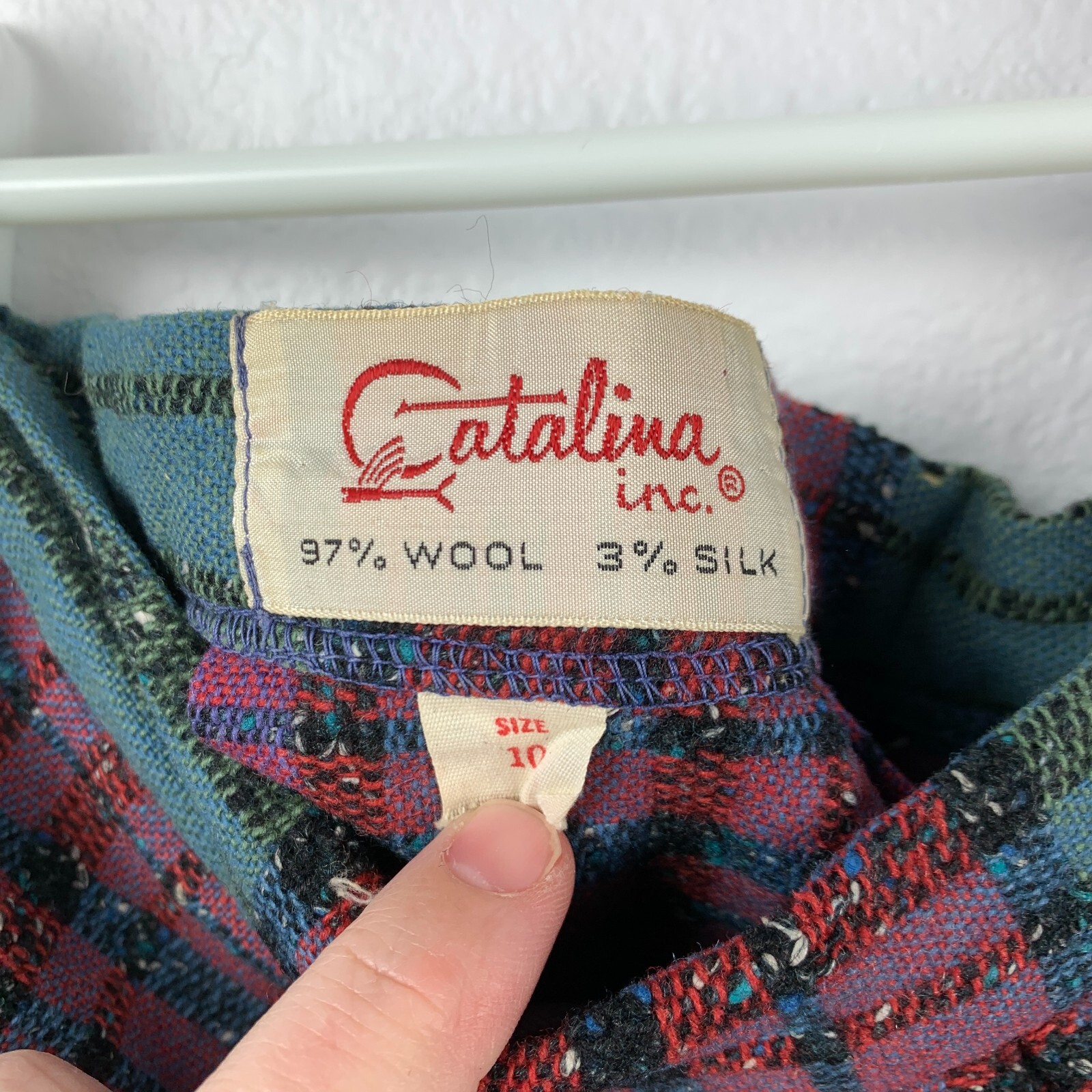 Vintage Catalina Inc Wool Silk Blend Midi Pleated Plaid Academia Skirt Size 10