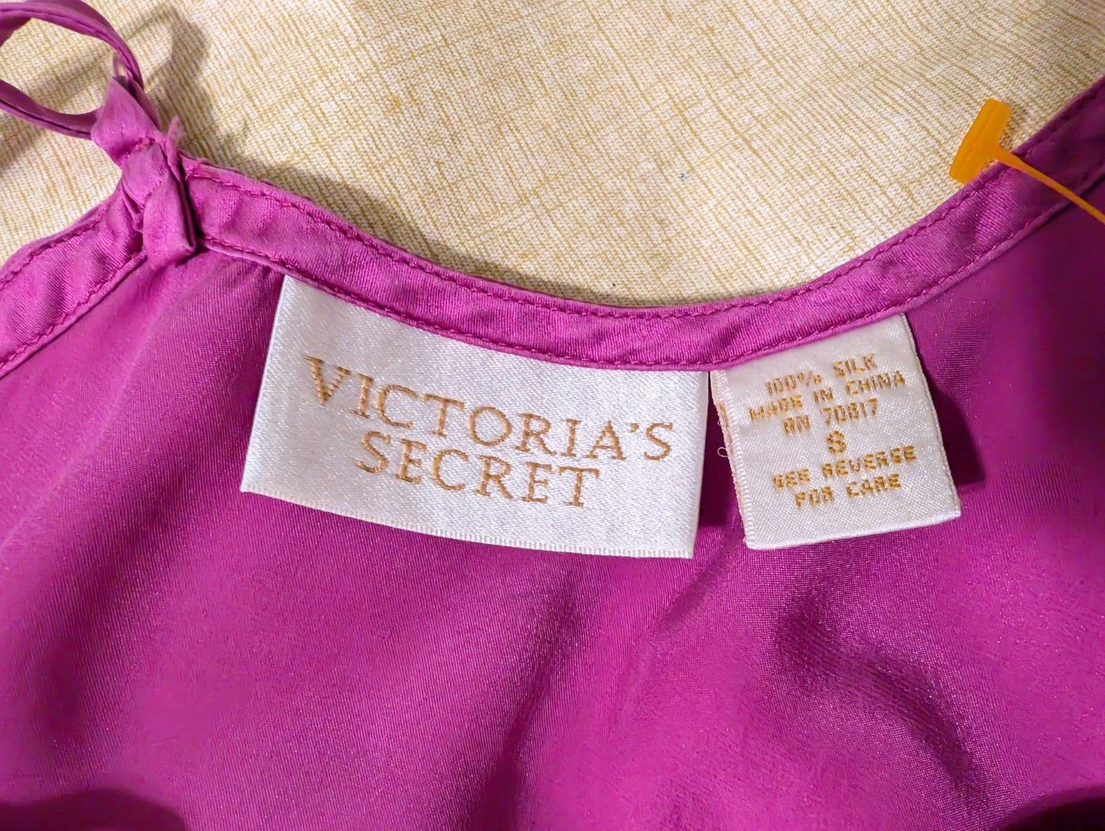Vtg VICTORIA’S SECRET 100% Silk Fuchsia Pink Cami & Tap Panties Gold Label Sz S