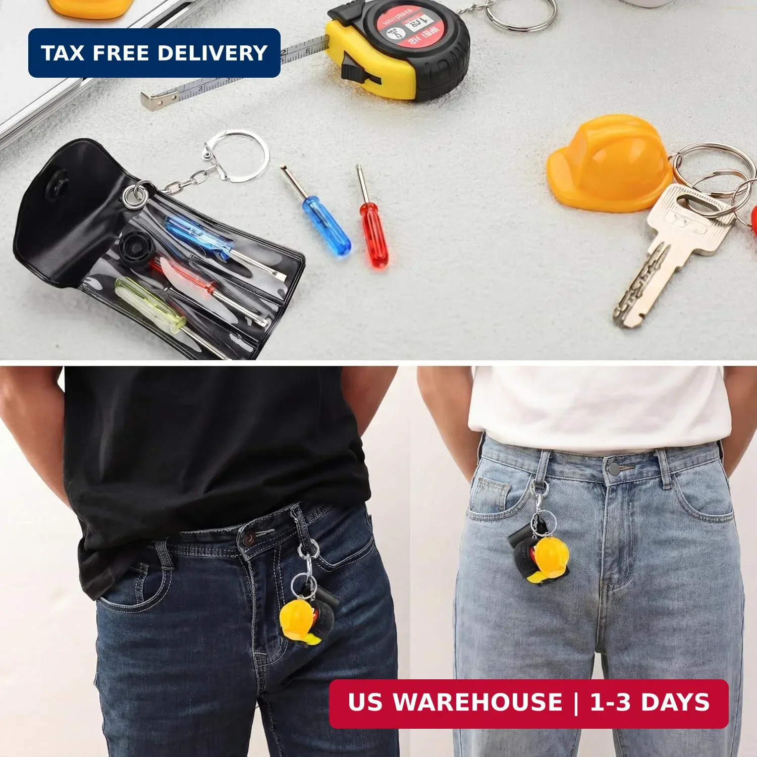 108 Pcs Mini Construction Helmet Keychains Tape Screwdrivers Tool Adult Me