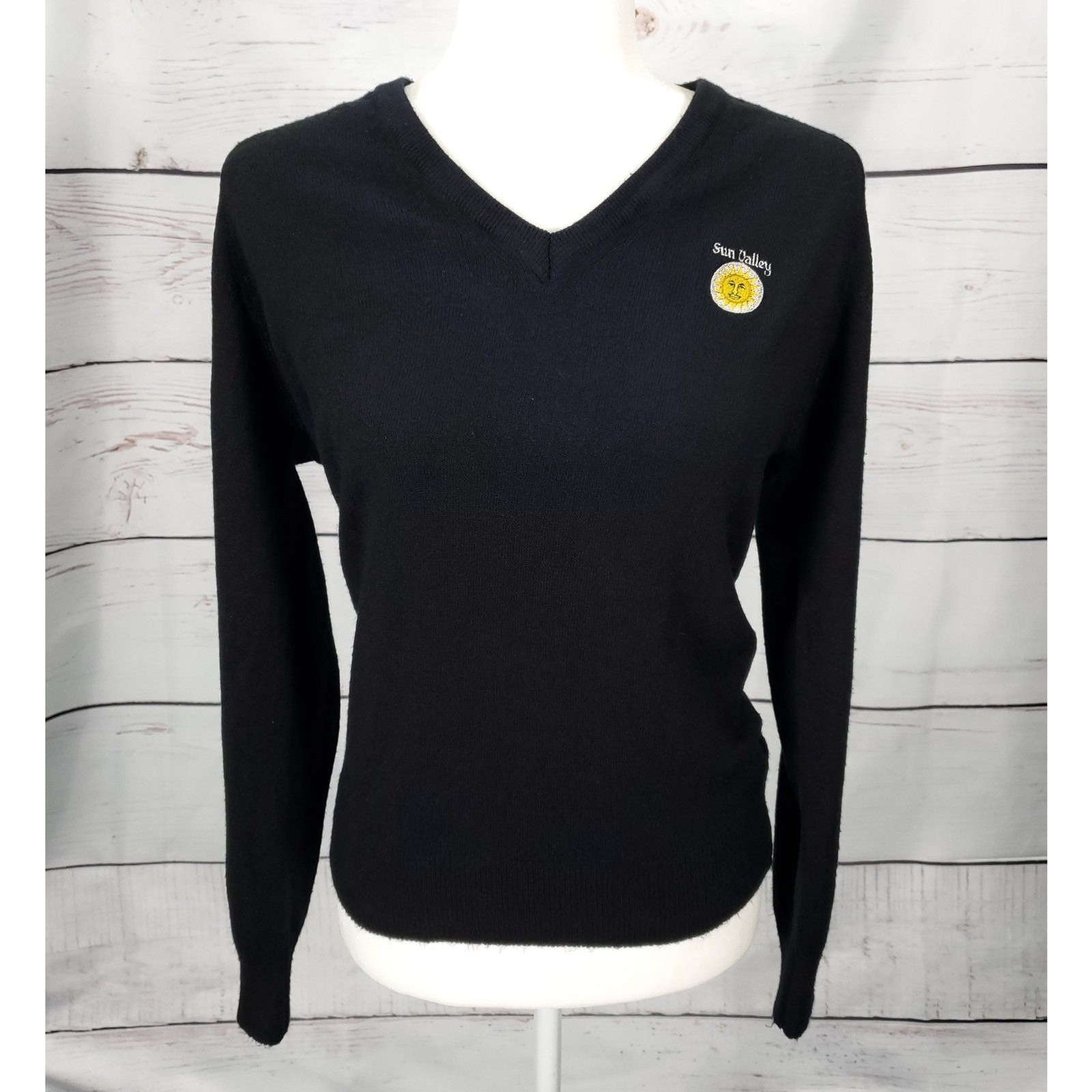 Vintage Black Lady Pickering Sun Valley Golf Country Club Preppy Sweater MED