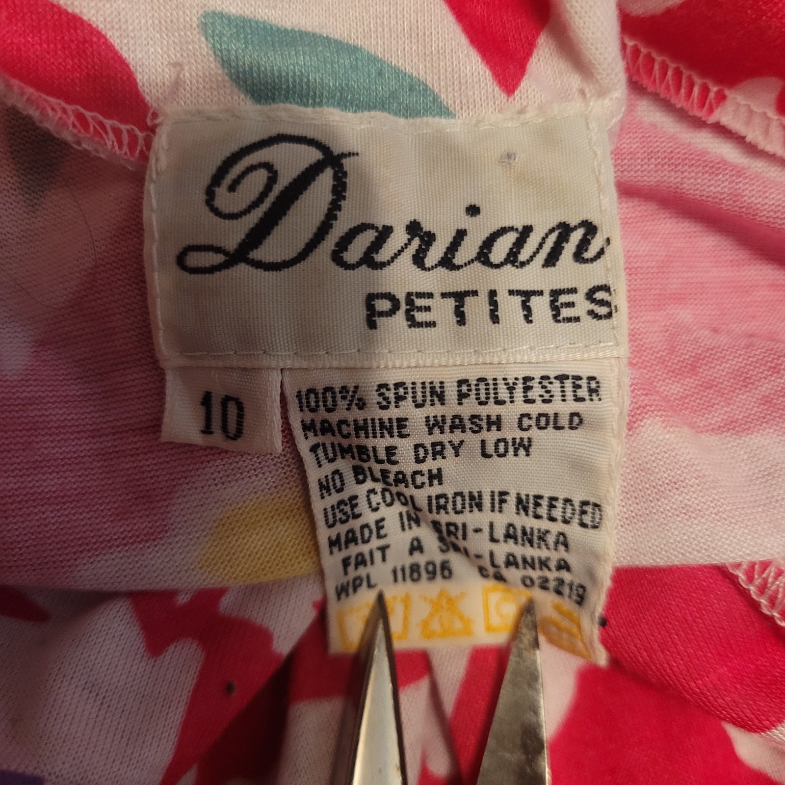 Vintage Darian Petites Dress Set Top & Bottom Size 10 Pink Floral 80s 2 Pieces