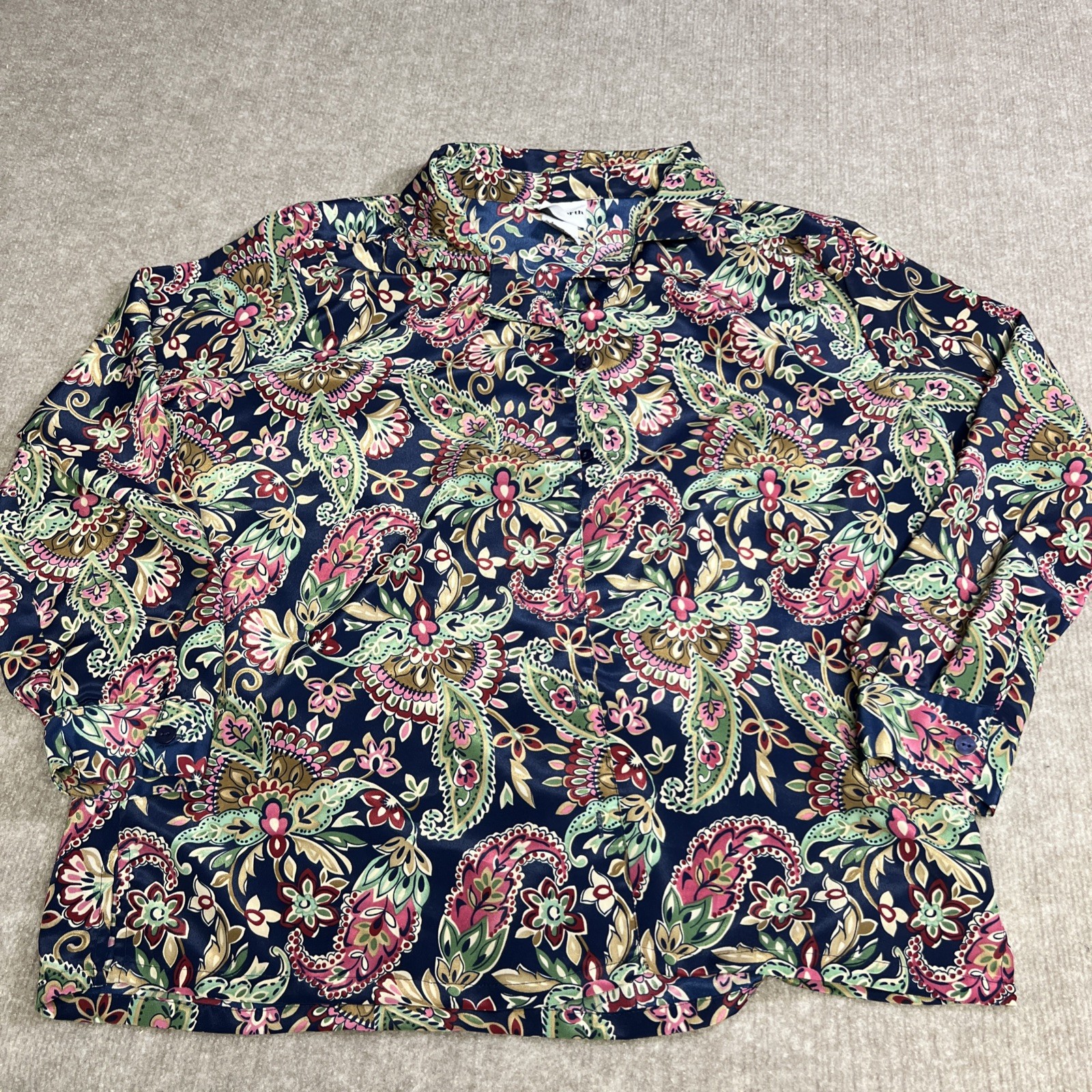 Vintage Bon Worth Blouse Floral Long Sleeve Button Up Shirt Women’s Petite (PM)