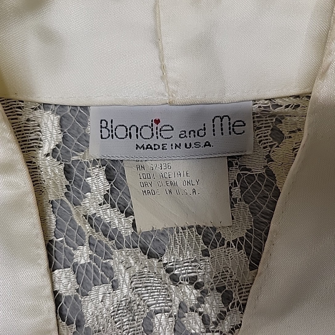 Vintage Blondie And Me Shirt Womens M Ivory Satin Lace Corset Back Made In USA