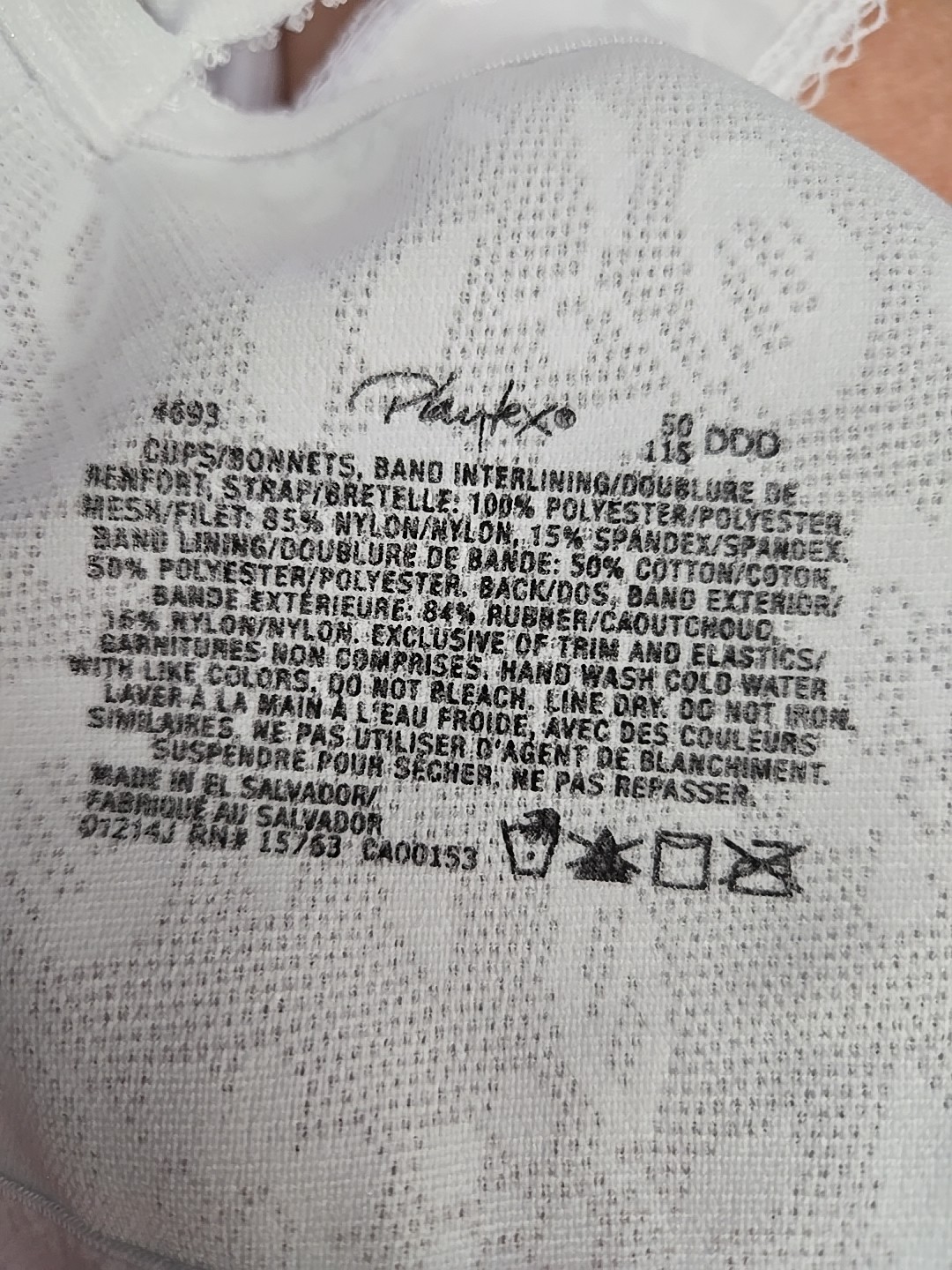 Playtex Silky Satin Bra Women’s Size 50DDD White Lace Sexy Sissy Pin-up Y2K