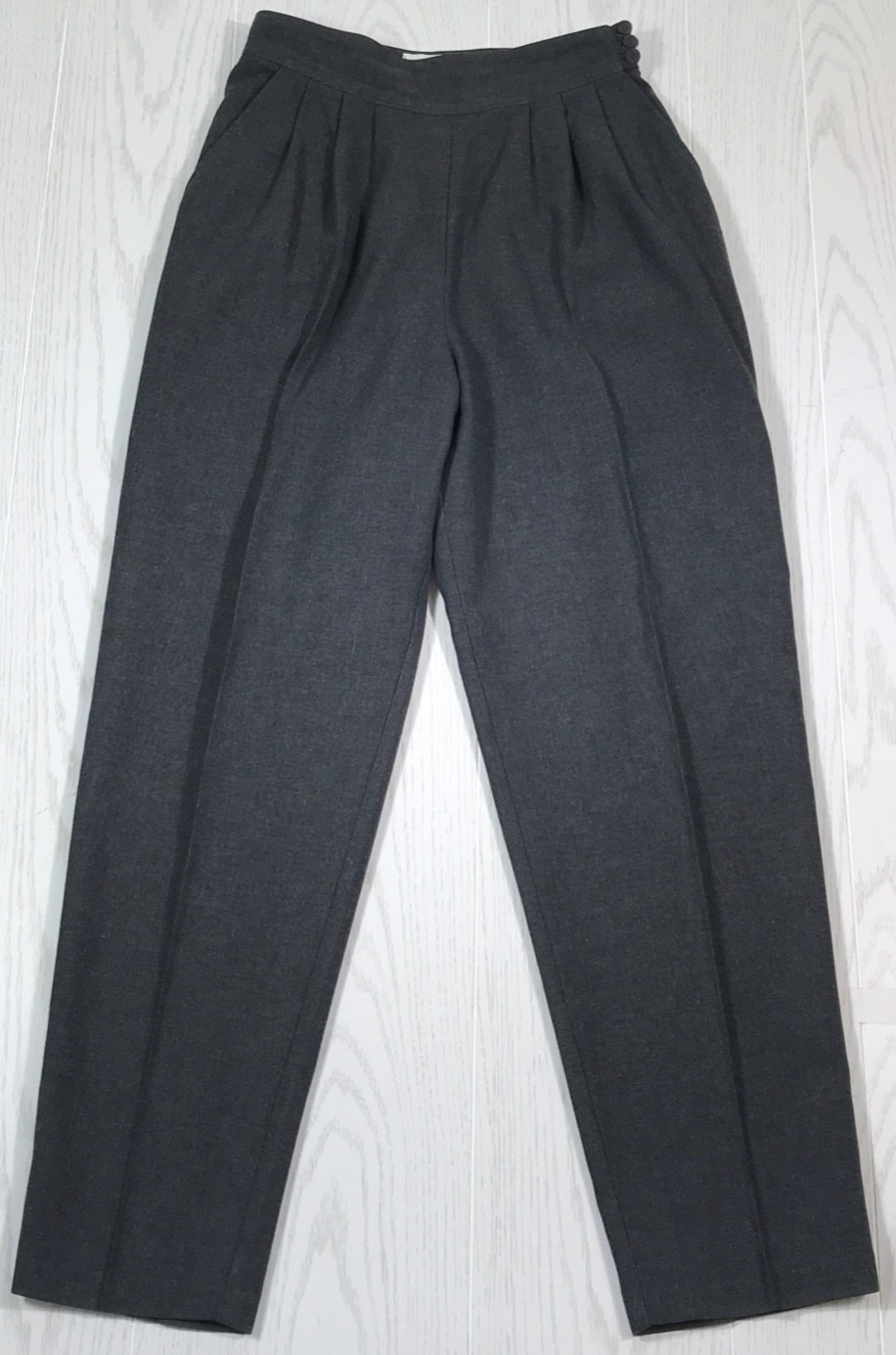 Vintage 80s Pleated High Rise Pants Women 11 Jr Habits Gray Side Button Mallcore