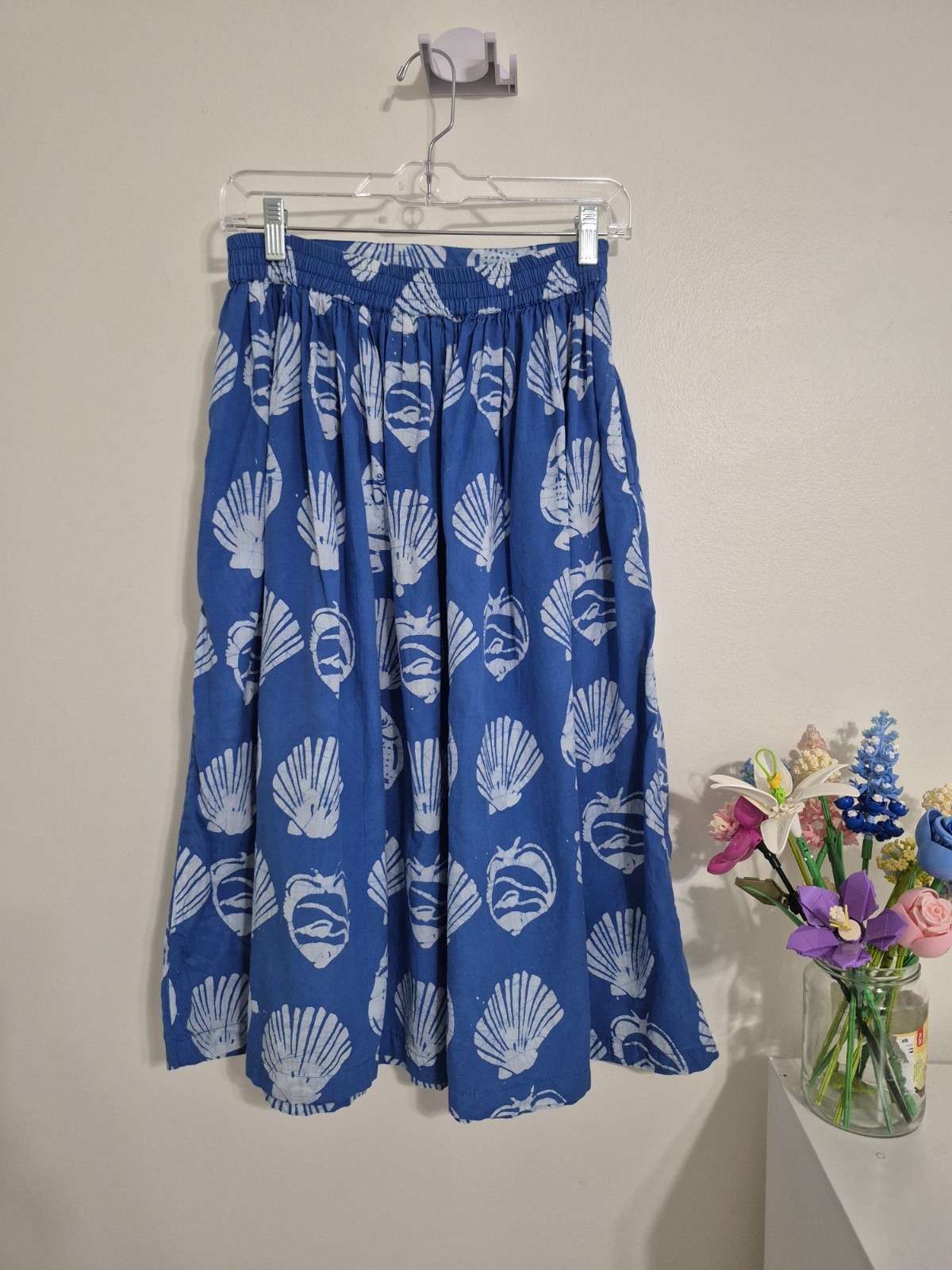 Vintage 90s Passports Pier 1 Imports Blue White Seashell Skirt Top Set – Small