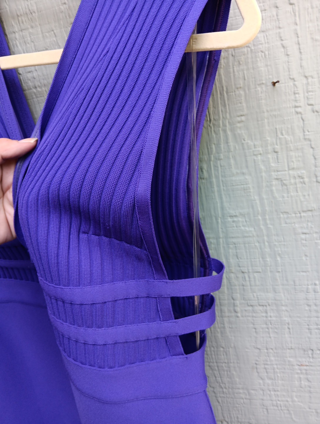 Y2k Bebe XL Body Con Purple Sexy Stretch Plunge Neckline Midi Dress