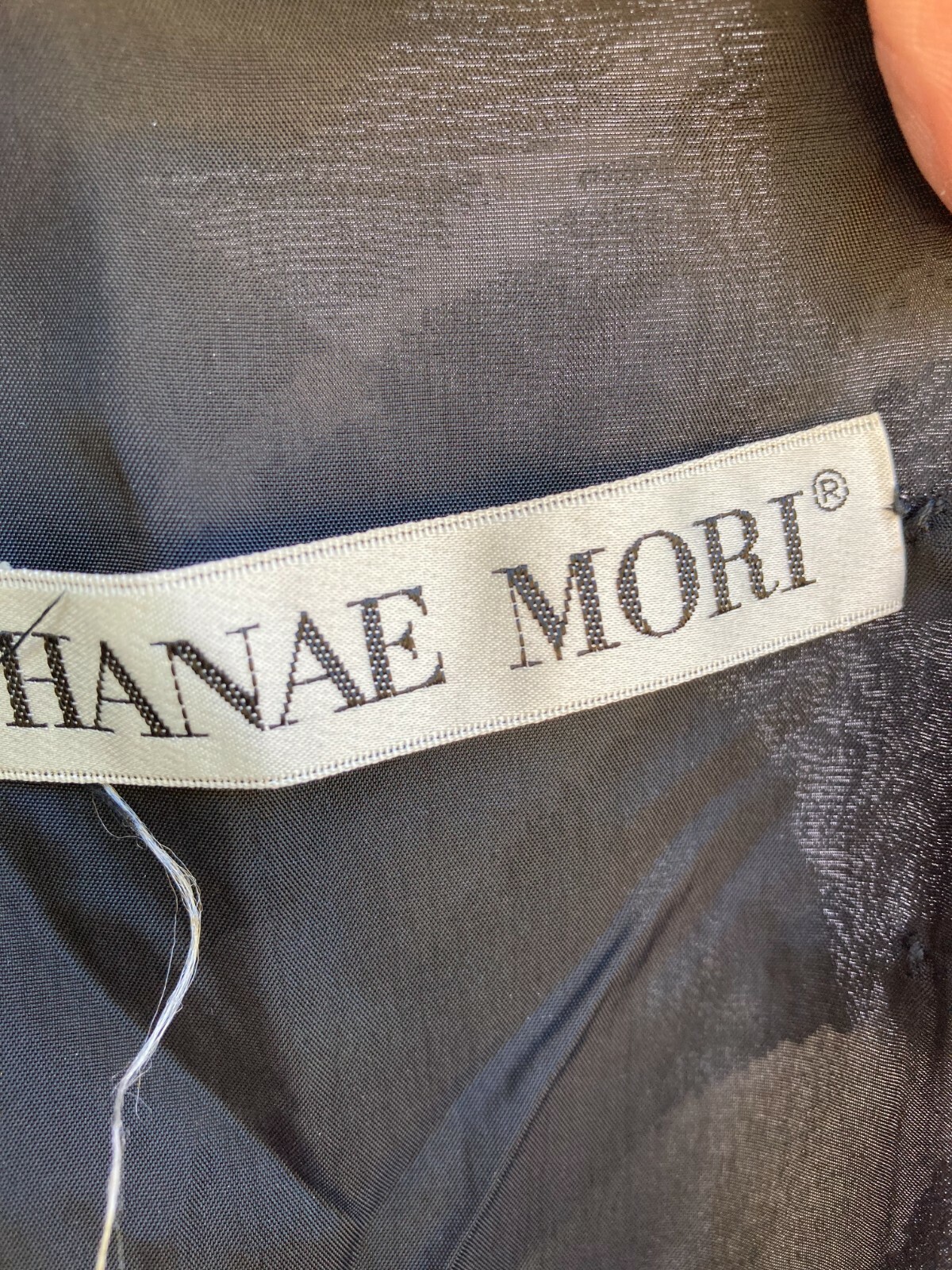 Vintage Hanae Mori Evening Cocktail Couture Dress 10 Black w/grey pattern spotsJ