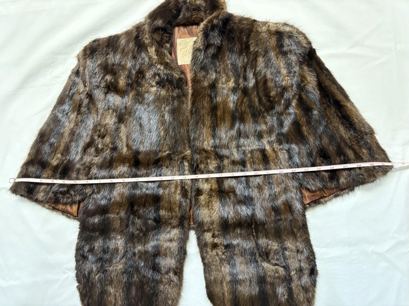 Vintage Mahogany/Black Striped Mink Caplet- Incredibly Beautiful Shiny Fur