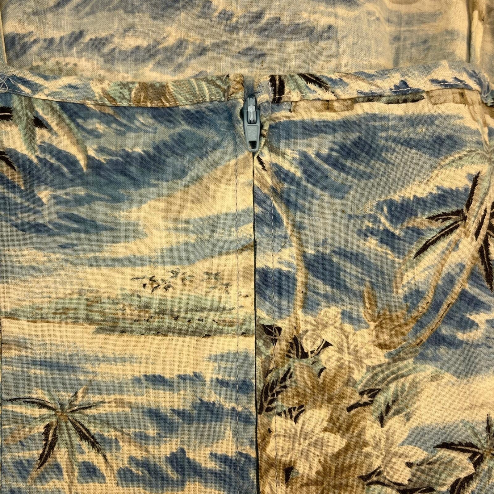 Vtg Eye Candy Women Small Blue White Beach Palm Tree Summer Dress Vacationcore