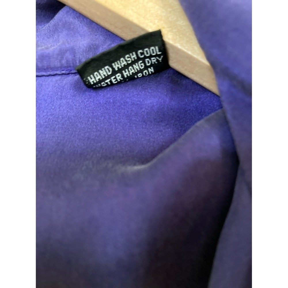 Vtg Carole Little Purple Three Piece Silk Pants Jacket Top Set Size 8P 80s