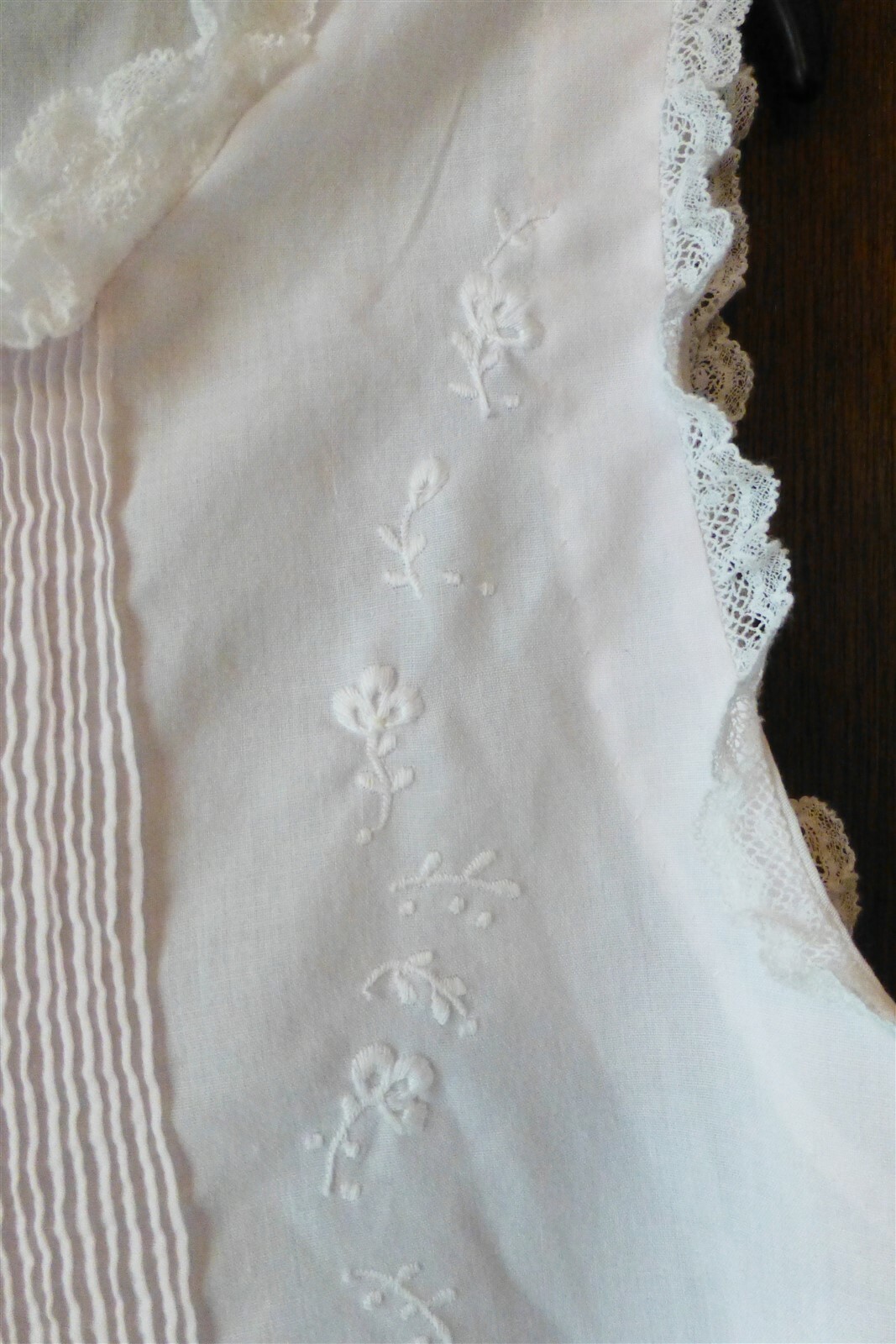 VTG HORCHOW Pink Sleeveless Long Nightgown Women L EUC Lace Embroidery Tucks