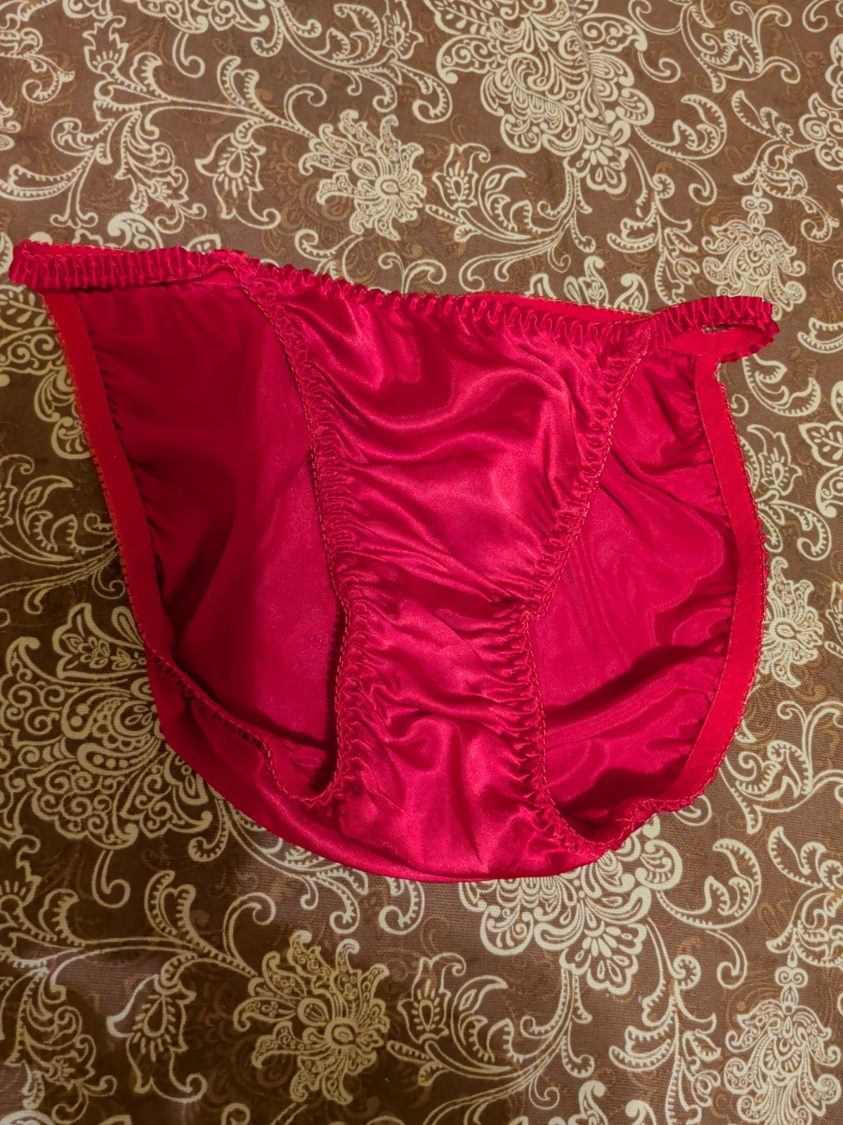Vintage Sostanza Satin String Bikini Panties Size Medium Gorgeous Panty