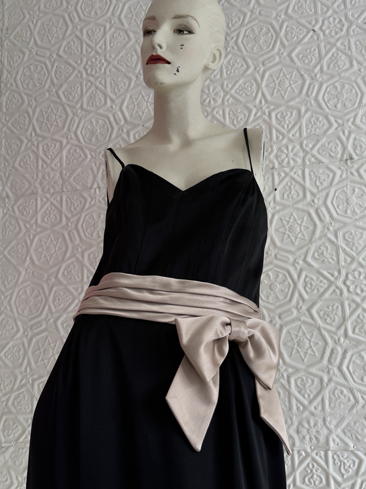 Vintage ABS Black Gown-Corset-Spaghetti strap-party dress NWT-1990s formal prom