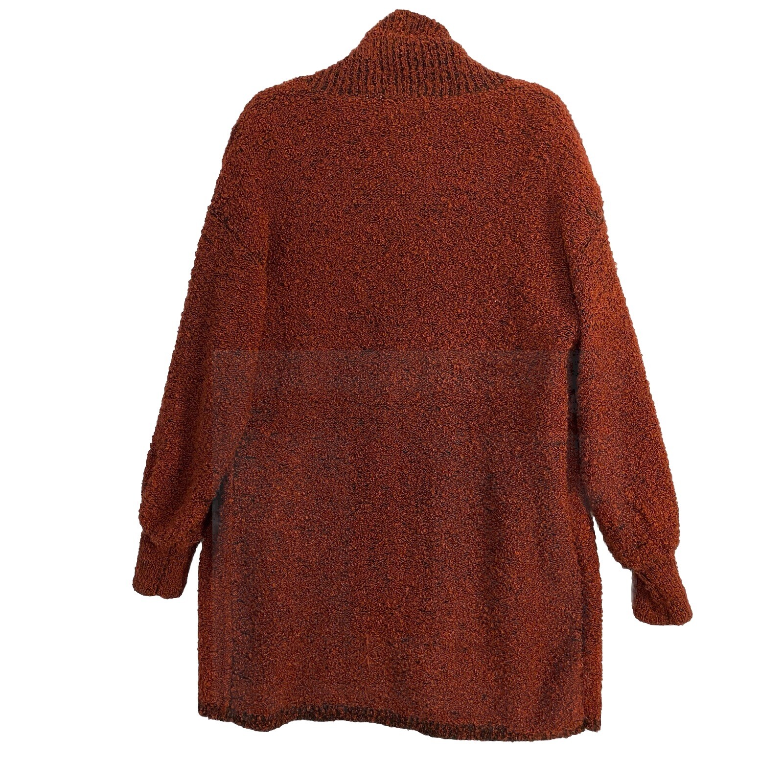 VTG Womens Cardigan Duster Chunky Knit Long Sweater Coat Burnt Orange M 80s 90s