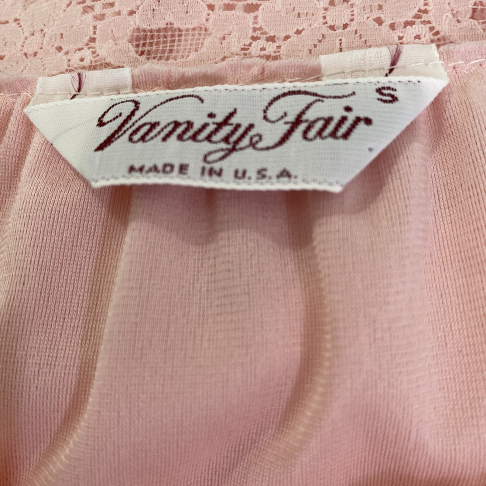 Vintage Vanity Fair Nightgown S Pink Tiny Floral Rose Lace Inset Cottagecore