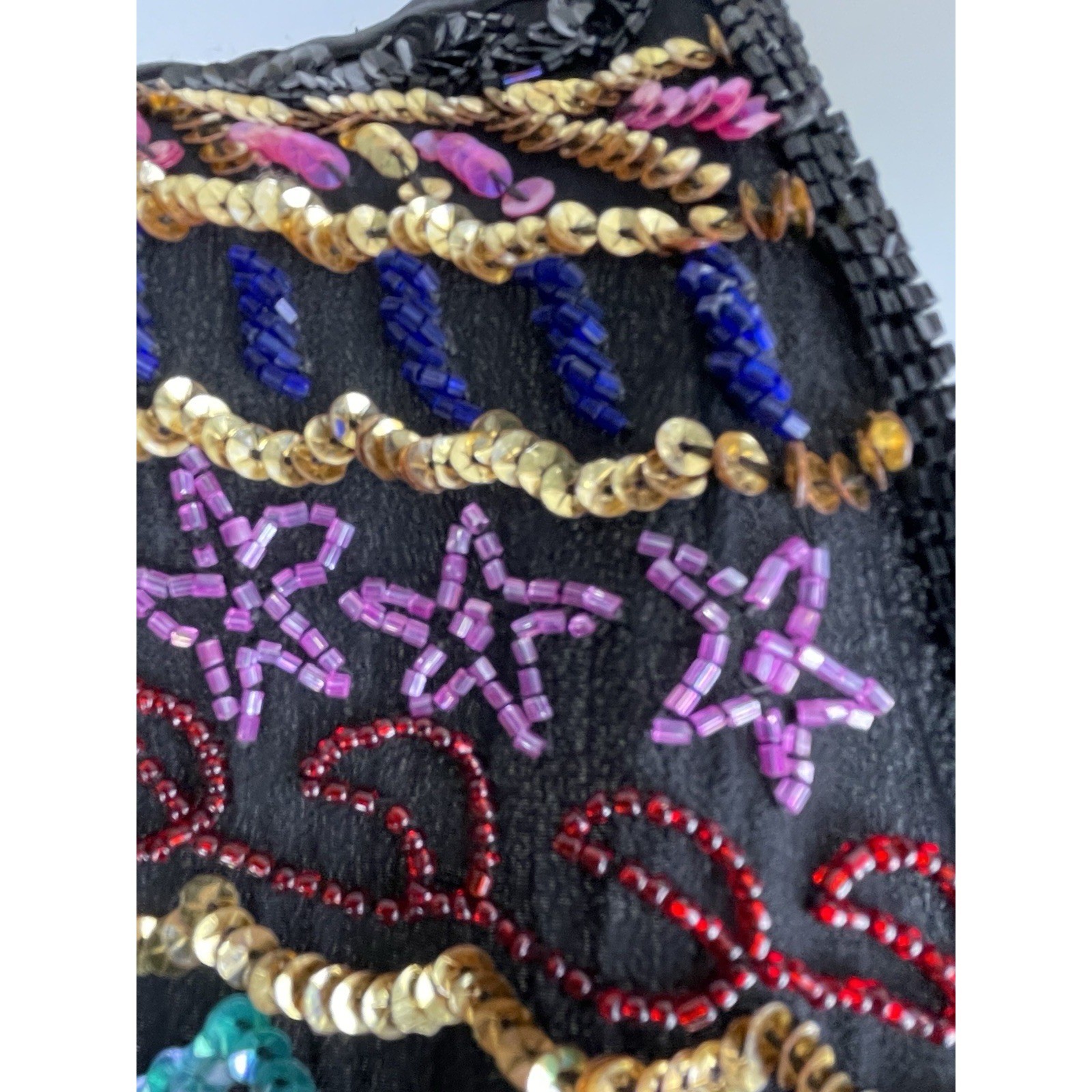 VTG 90s Niteline By Della Roufogali Sequin Beaded Multi Colored SILK Vest SZ M