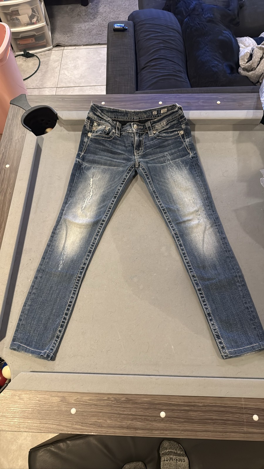 Miss Me Women’s 27 Boot Cut Jeans Embellished Pockets