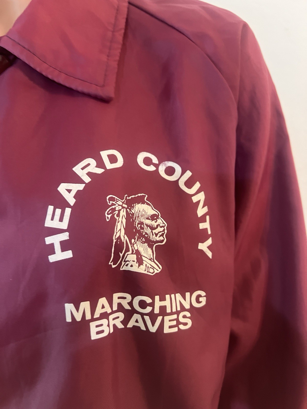 70s CHALK LINE Nylon Snap Coach Jacket HEARD COUNTY Marching Braves Size M Mens