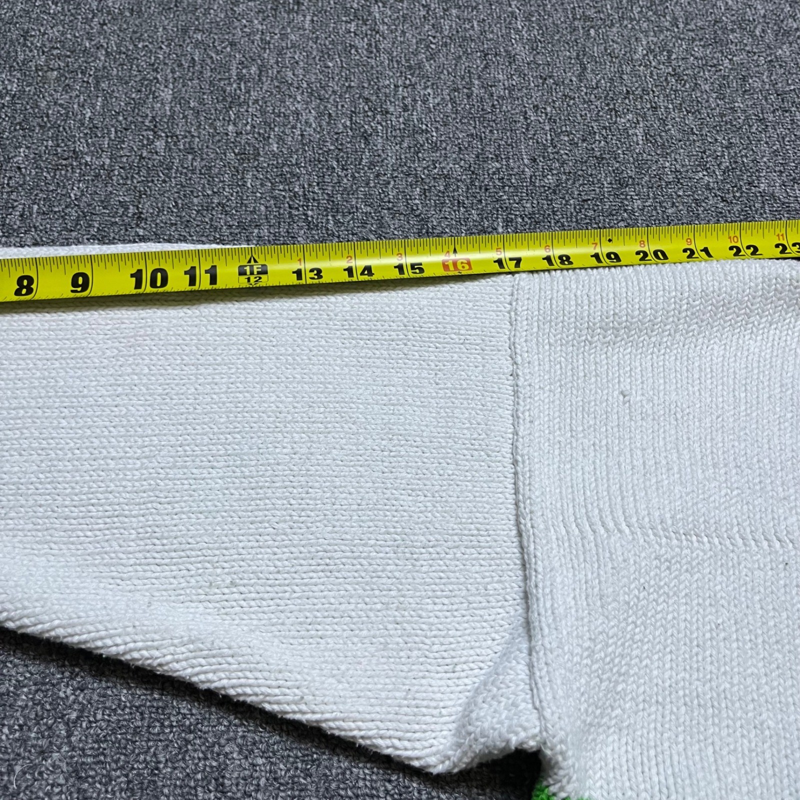 Vintage Andina Golf Cardigan Sweater XL White Green Knit Intarsia Cotton 90s