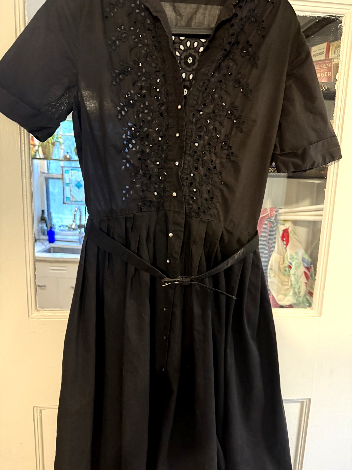 Vintage 1940’s 50’s Black Eyelet Dress Bust 38 Waist 25 Cay Artley