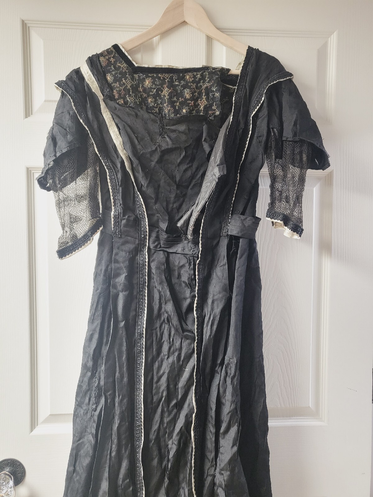 Antique Edwardian Victorian Black Evening Dress As Is Small