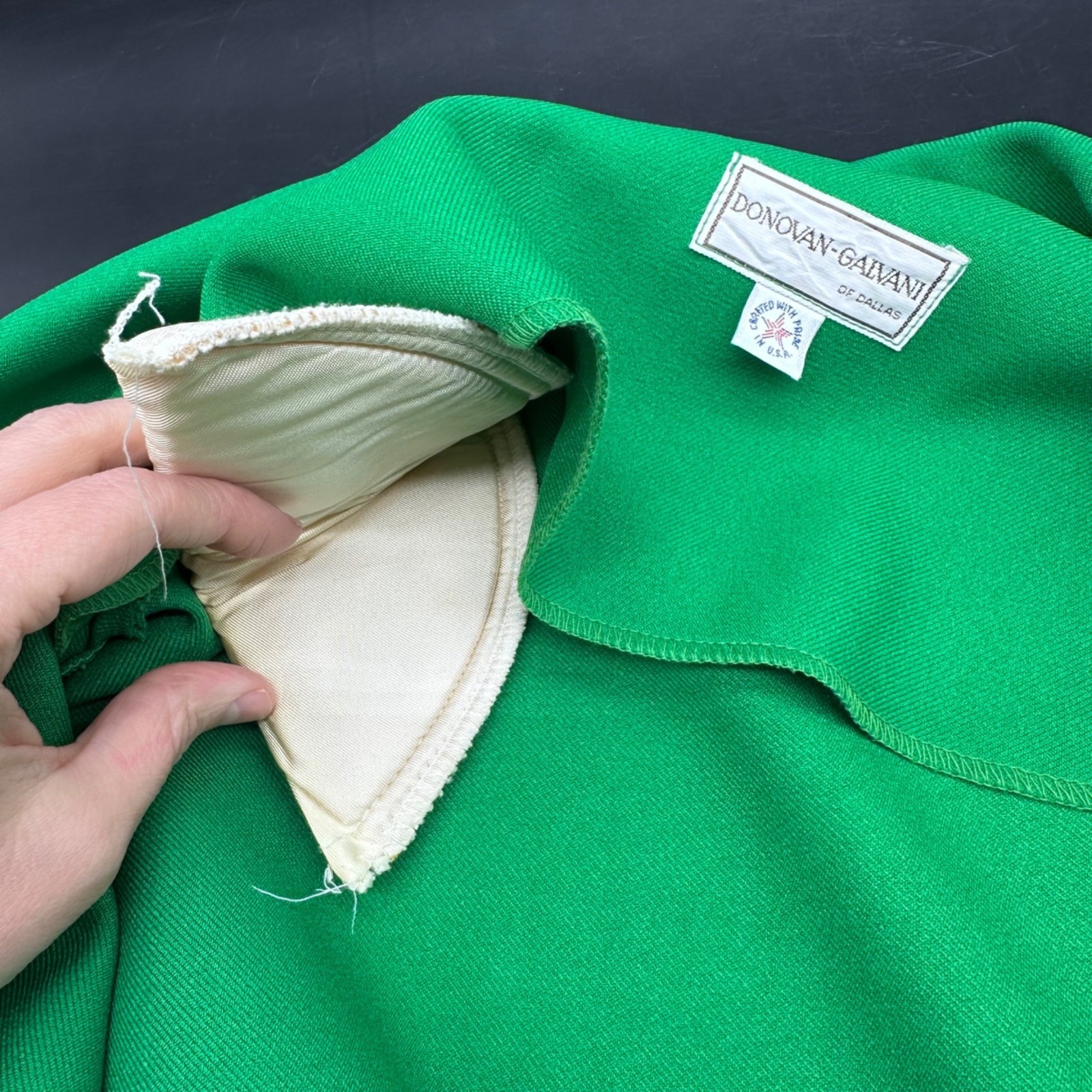 Vintage Suit Set Blazer Top Pants 3 Piece Green Size 12 Donovan Galvani USA 80s