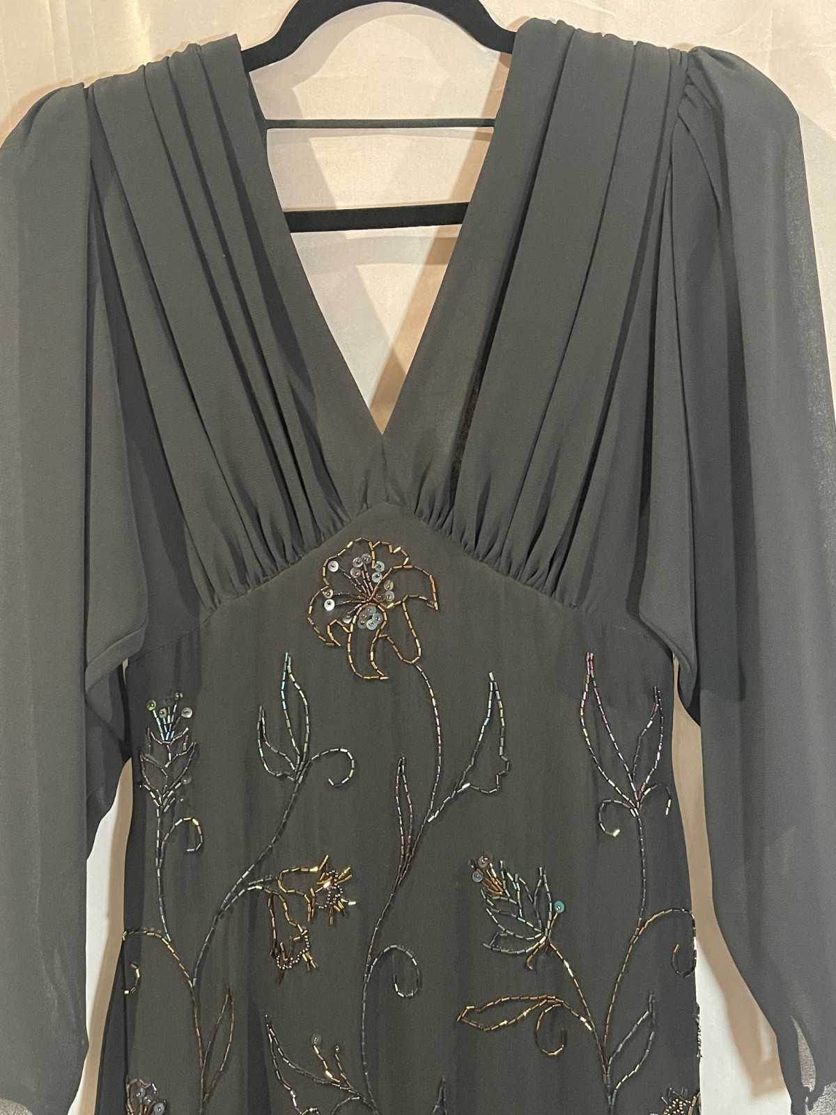 Vintage Casadei Black Multi Color Beaded Cocktail Dress