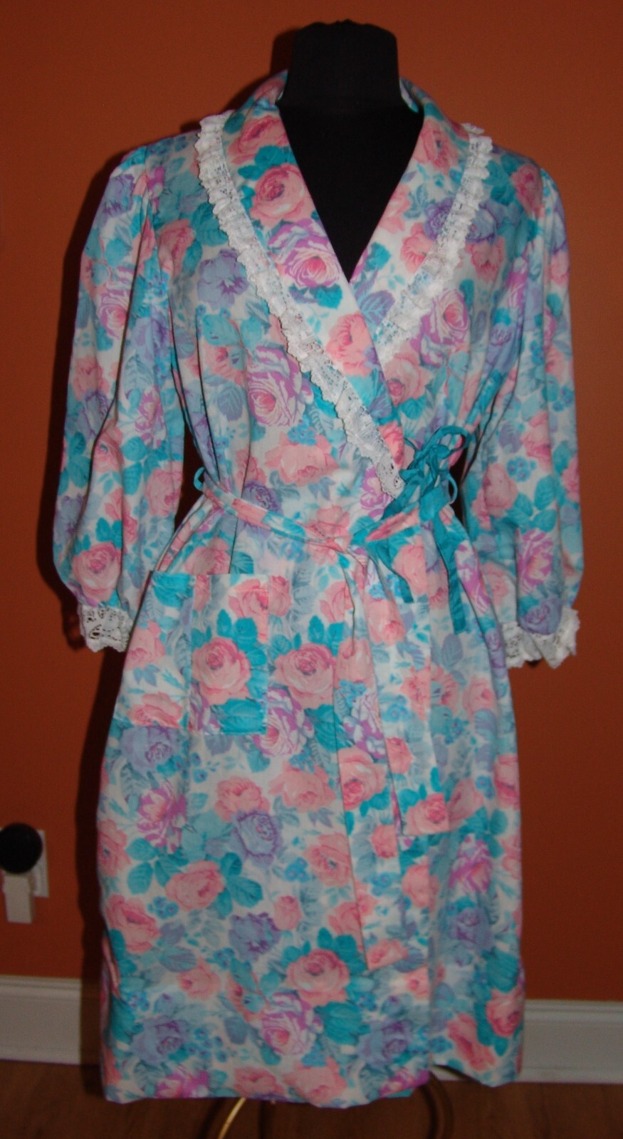 Apostrophe Sears Vtg Housecoat Bathrobe M 12 14 Womens Floral Robe Vtg Vintage