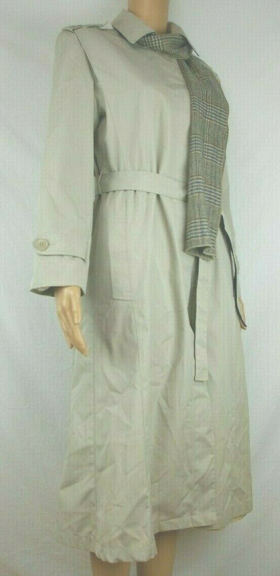 Townhouse Khaki Trench Coat Removable Wool Blend Liner and Scarf Women’s Size 6