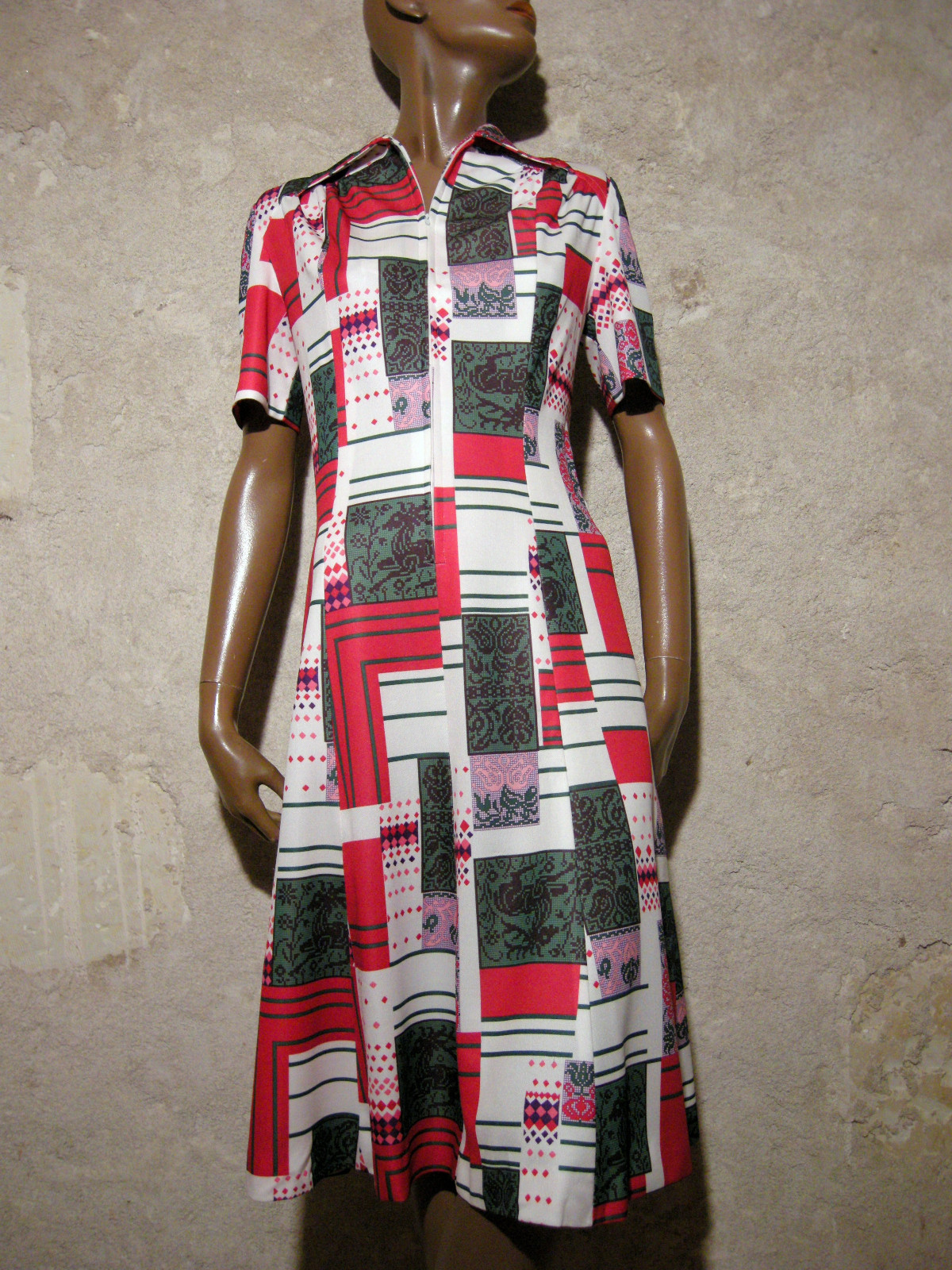Chic Vintage Dress 1970 True Vtg Dress 70S Mod Graphic Kleid 70Er Vestido (40)