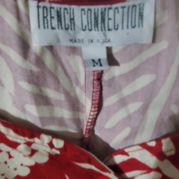 Vintage 1990s 90s French Connection Babydoll Sundress Cream Black Red Size M